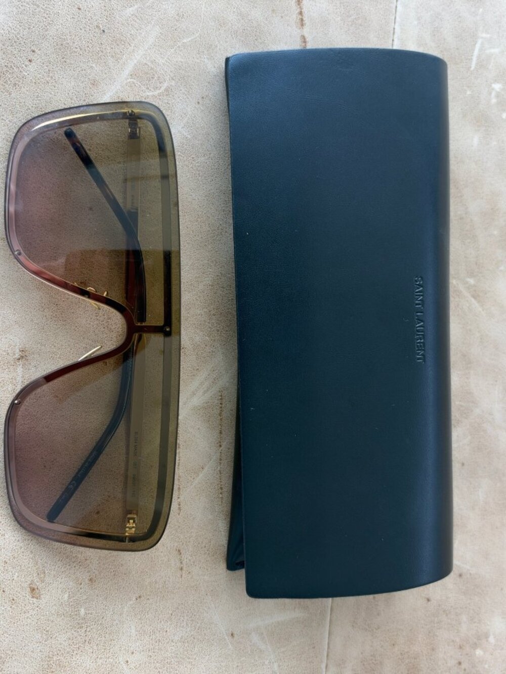 Saint Laurent SL 364 Mask Shield Sunglasses Gold Gradient Lens with Case
